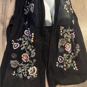 Y2K Lela Rose dark romantic Floral Embroiderey beaded Black Kimono maxi XL goth